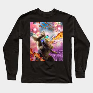 Sloth Space, Fire Lightning Breathing Dinosaur Long Sleeve T-Shirt